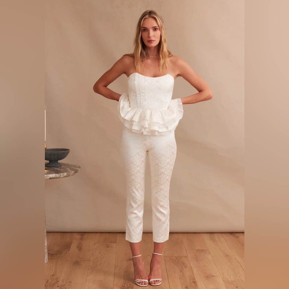 V Chapman - The Marie Top in White Mini Floral Brocade (size 4)